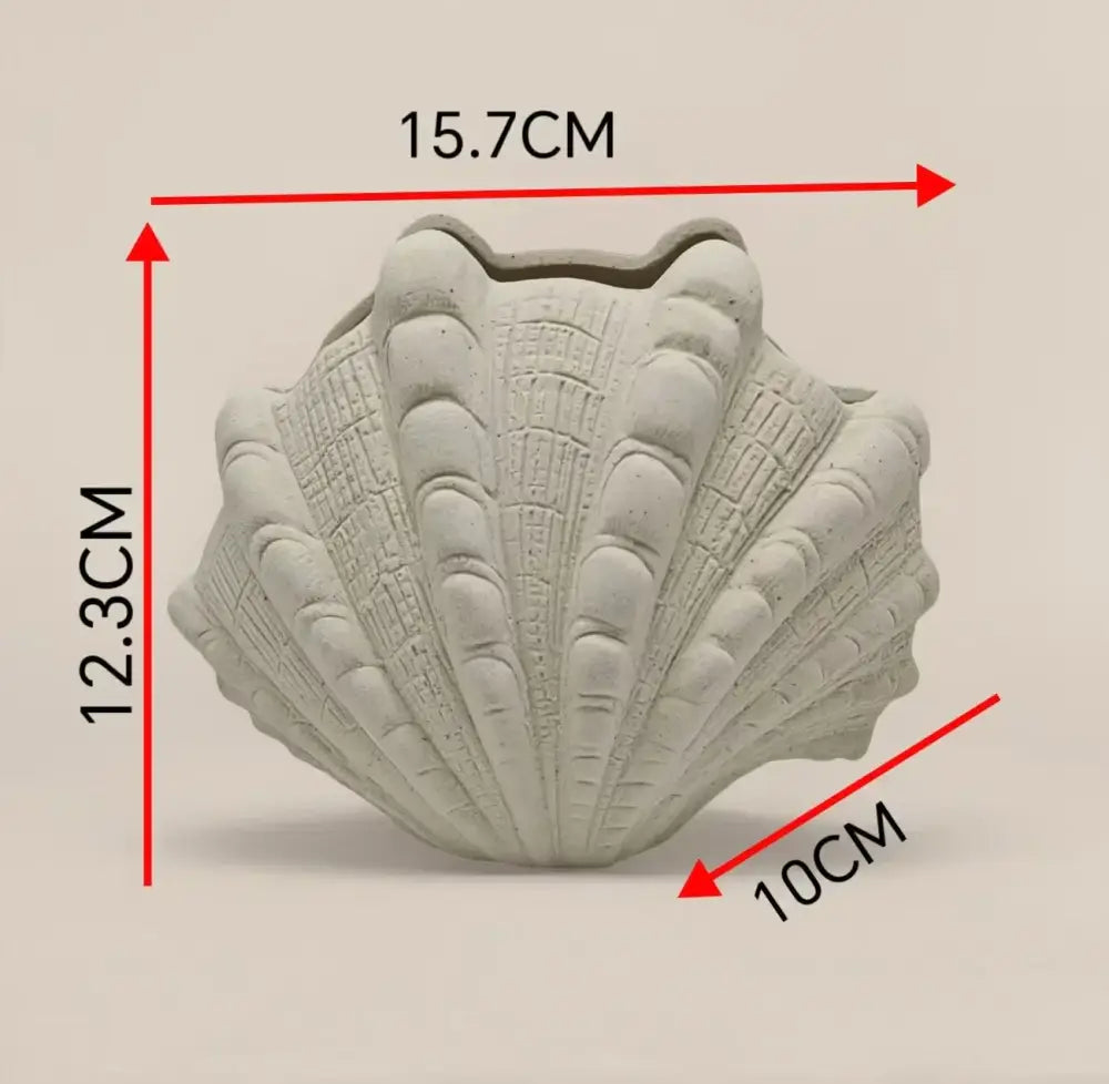 "DecorBites™ Ceramic Clam Shell Vase for Home Decor and Terrarium Arrangements"