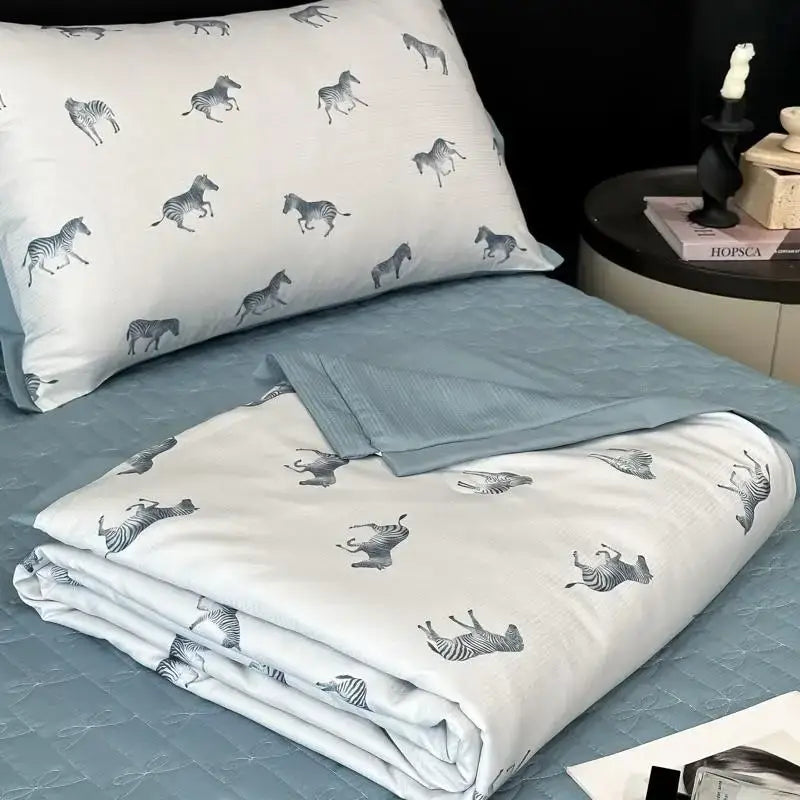 DecorBites™ Cool Silk Summer Quilt Set with Sheets & Pillowcases