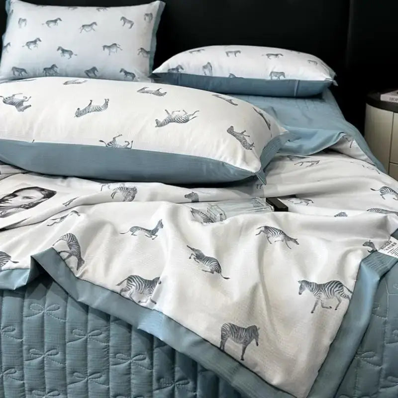 DecorBites™ Cool Silk Summer Quilt Set with Sheets & Pillowcases
