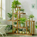 6 tier natural wood plant stand shelf for living room display