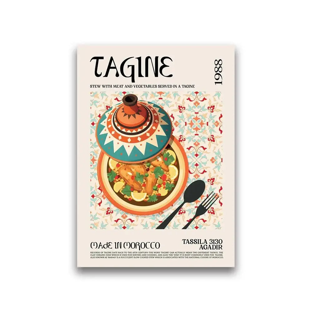 Beige kimchi illustration world cuisine canvas print for kitchen