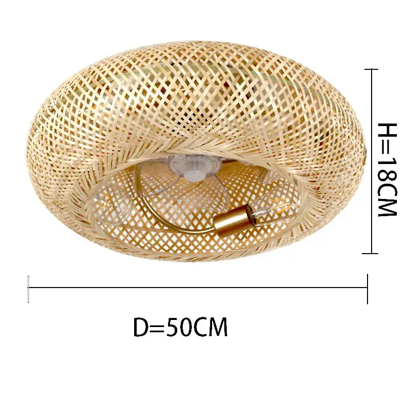 Woven bamboo ceiling fan with retractable blades – bedroom light