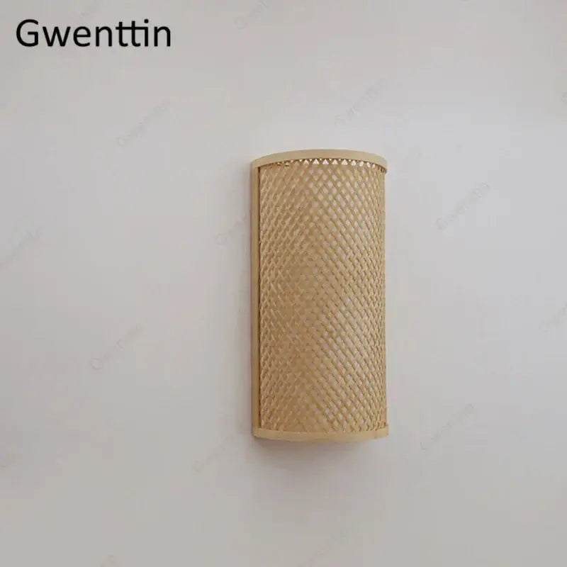 Woven bamboo wall lights sconces for bedroom warm gold glow