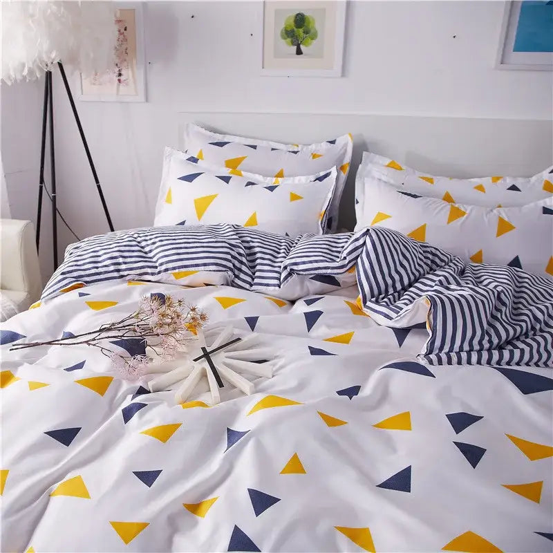 DecorBites™ Cartoon Printed Bedding Set: Bed Sheet, Duvet Cover, Pillowcases