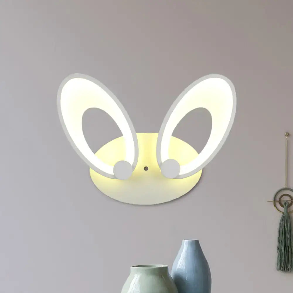 Yellow bunny led ceiling light white finish bedroom decor