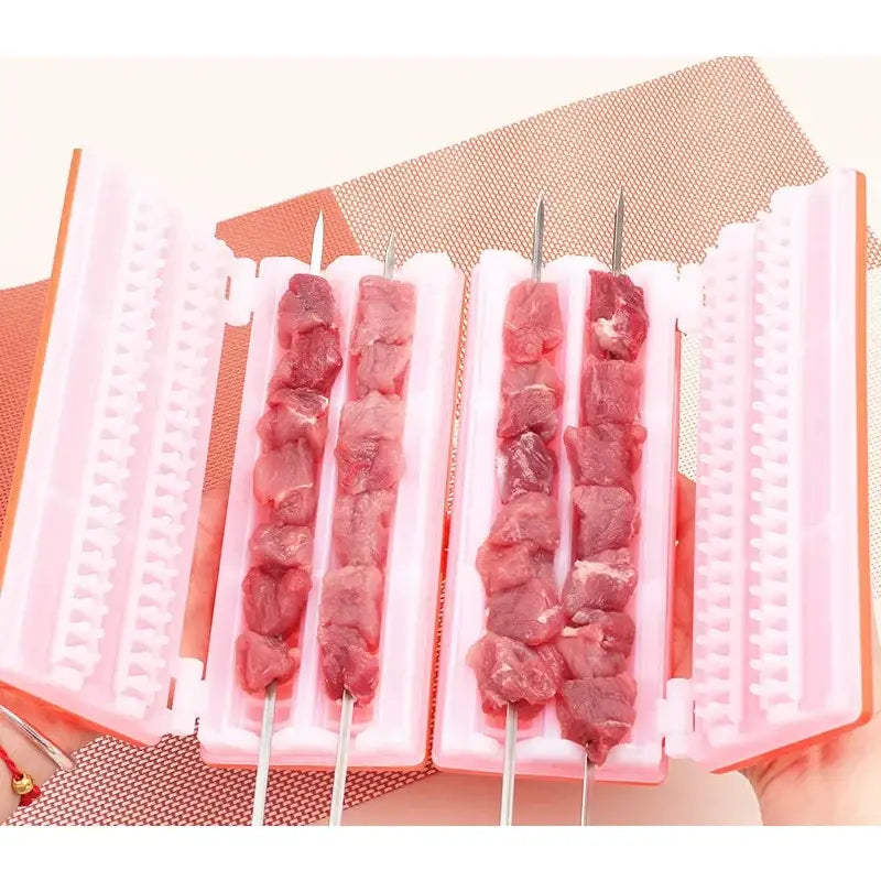 DecorBites™ BBQ Meat Skewer Maker Double Row Multifunctional Reusable Kebab Tool Kitchen Camping