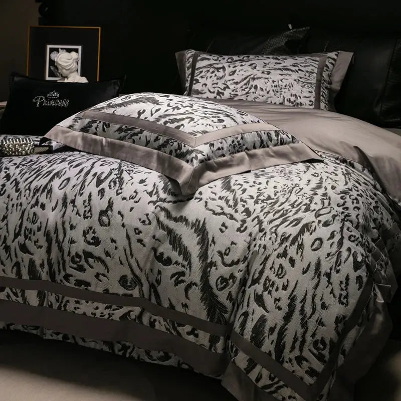 Zebra print 1000tc egyptian cotton bedding set bedroom duvet cover